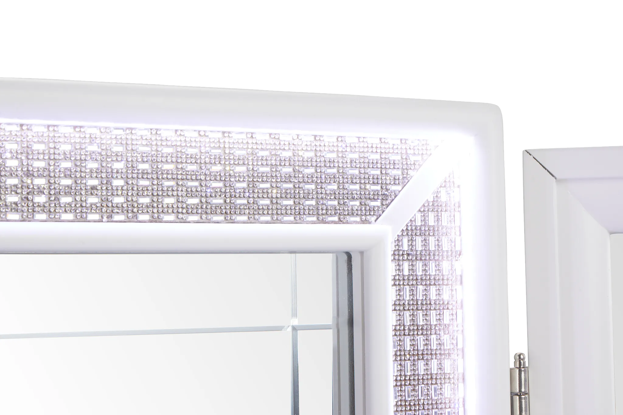 Milan White Vanity & Mirror With Stool