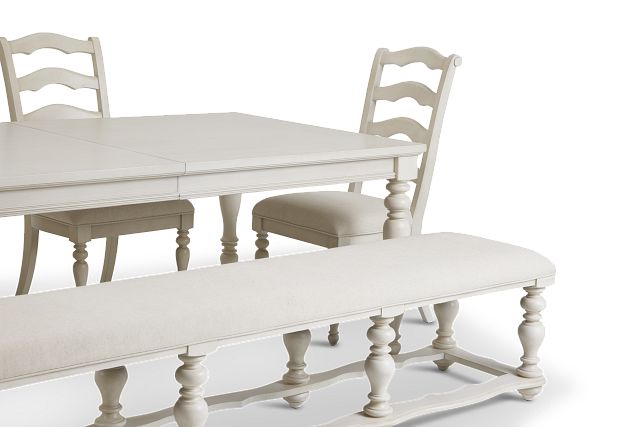 Savannah Ivory Rect Table, 4 Chairs & Bench (9)