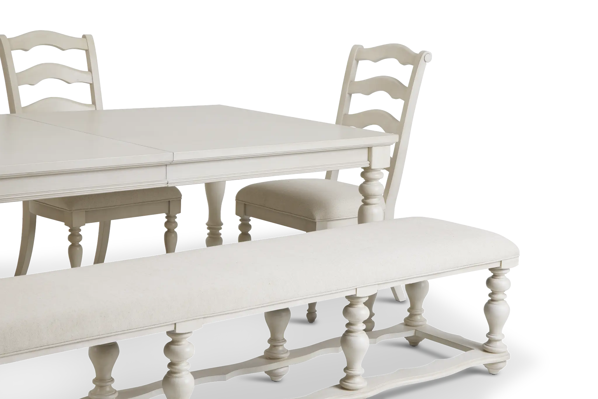 Savannah Ivory Rect Table, 4 Chairs & Bench Savannah Ivory Rect Table, 4 Chairs & Bench