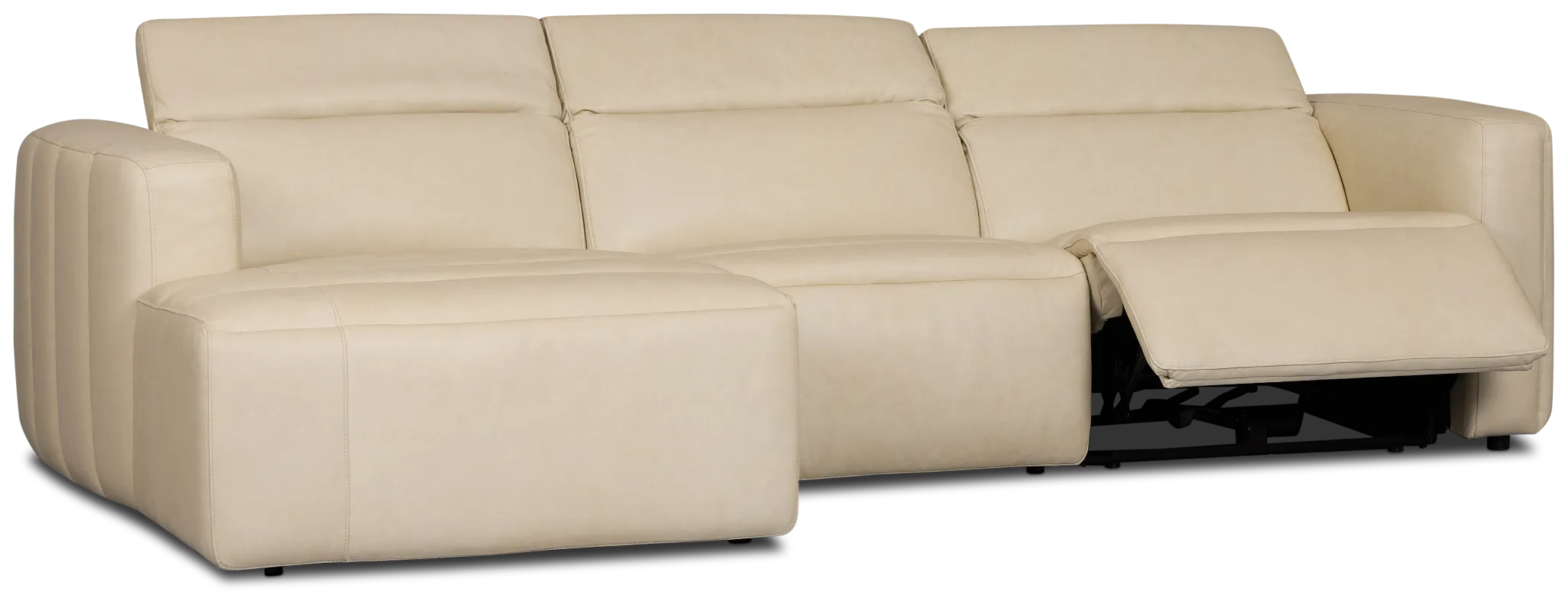 Jace Ivory Lthr/vinyl Left Chaise Power Reclining Sectional