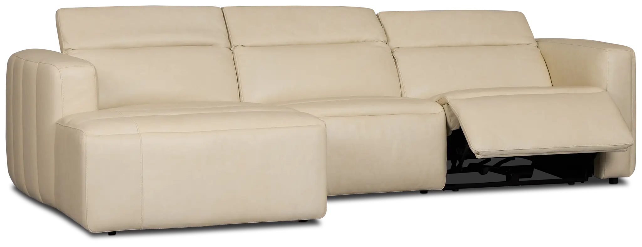 Jace Ivory Lthr/vinyl Left Chaise Power Reclining Sectional Jace Ivory Lthr/vinyl Left Chaise Power Reclining Sectional