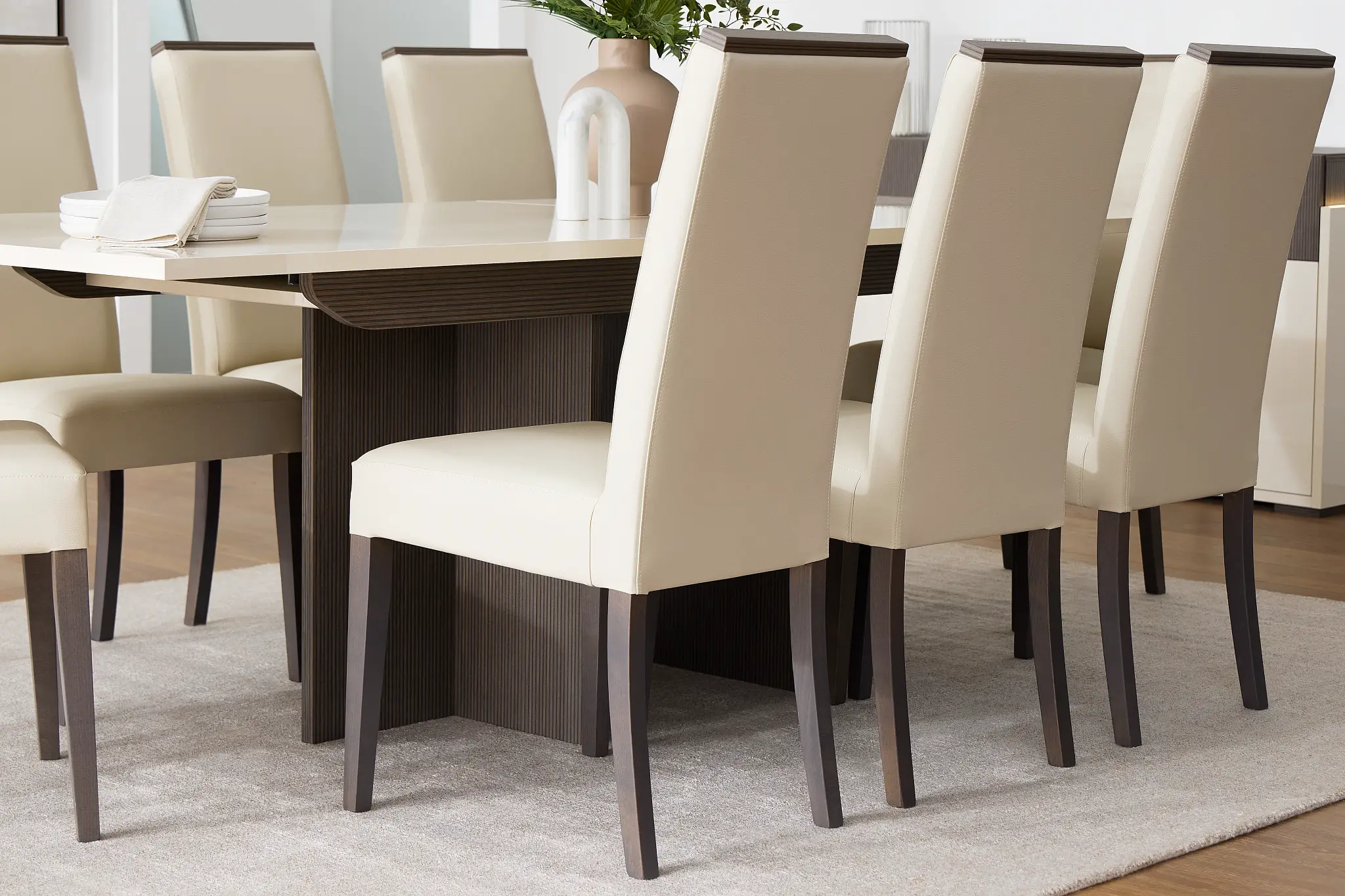 Sienna Two-tone Table & 4 Leather Chairs Sienna Two-tone Table & 4 Leather Chairs