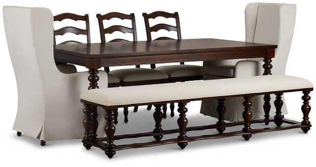 Savannah Dark Tone Rectangular Table And Mixed Chairs (6)