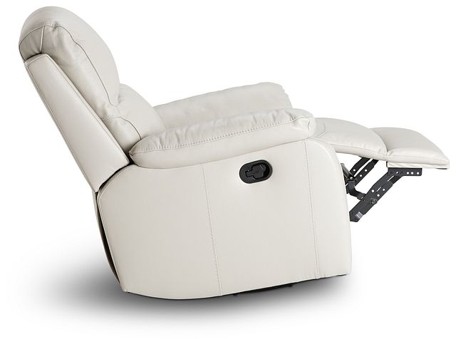 Mason Light Gray Leather Swivel Glider Recliner