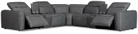 Ryland Dark Gray Fabric Large Dual Power Reclining Two-arm Sectional