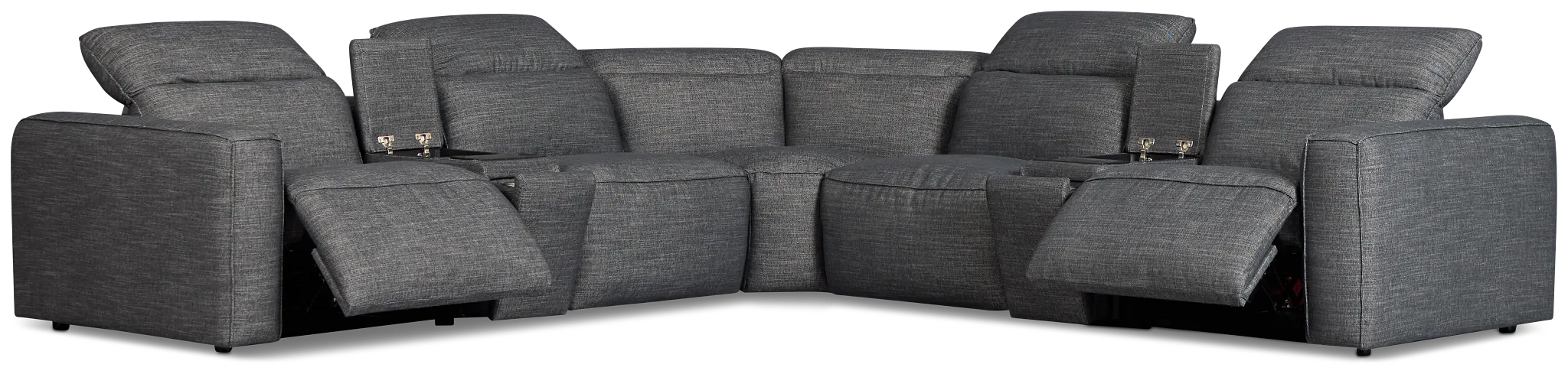 Ryland Dark Gray Fabric Large Dual Power Reclining Two-arm Sectional