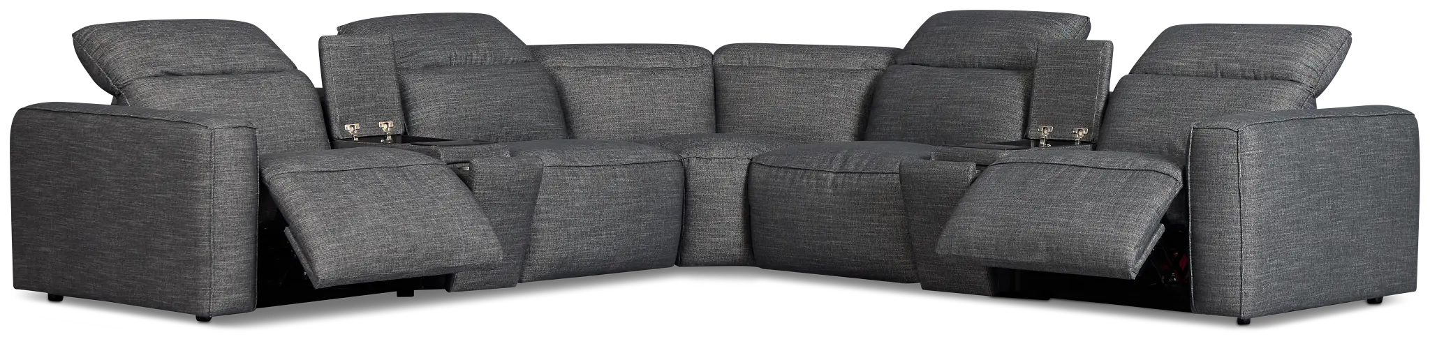 Ryland Dark Gray Fabric Large Dual Power Reclining Two-arm Sectional Ryland Dark Gray Fabric Large Dual Power Reclining Two-arm Sectional