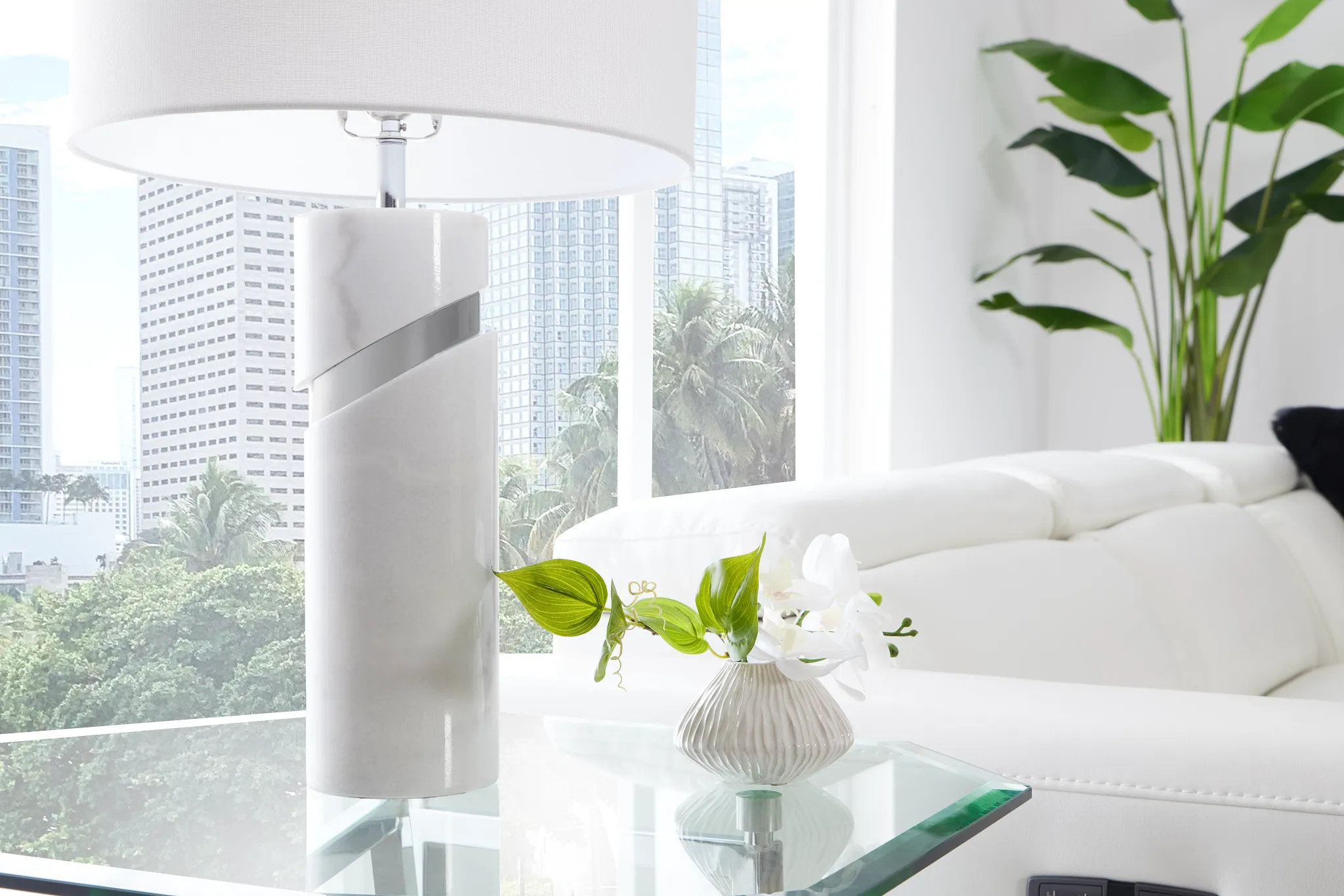 Nara White Marble Table Lamp