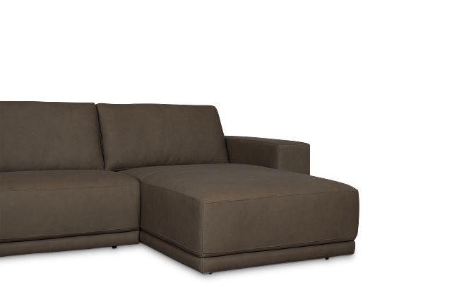 Kellan Dark Gray Leather Right Chaise Sectional