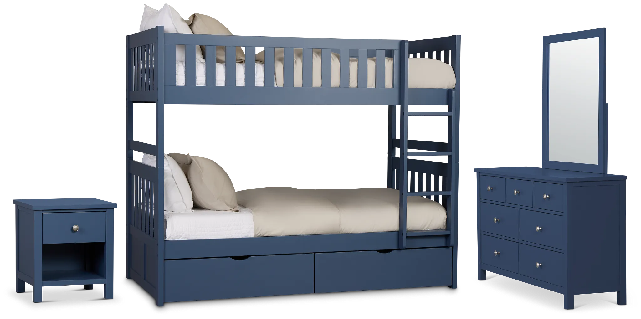 Charleston Dark Blue Bunk Bed Storage Bedroom