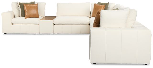 Cruz White Fabric 6-piece Modular Sectional With Console