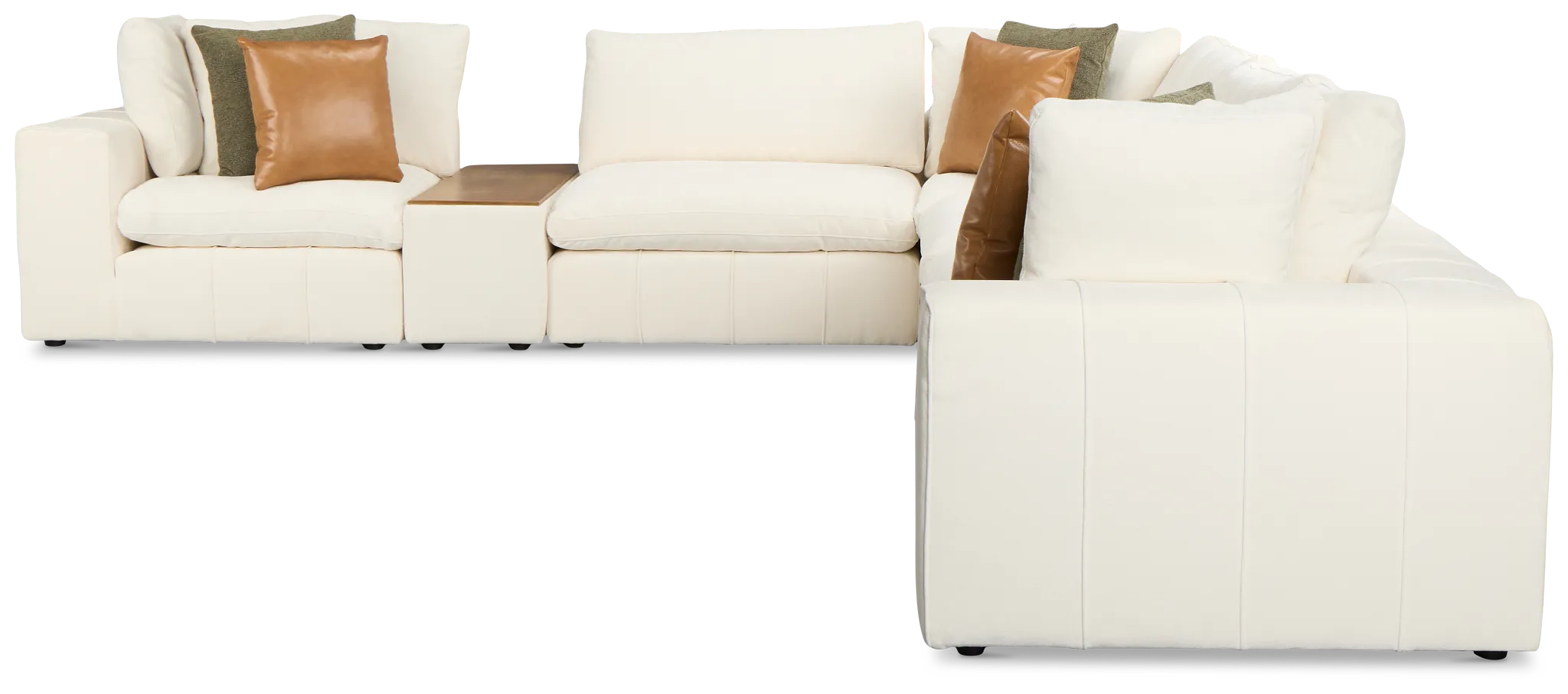 Cruz White Fabric 6-piece Modular Sectional With Console