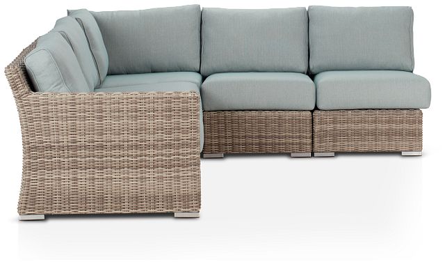 Raleigh Teal Left 5-piece Modular Sectional