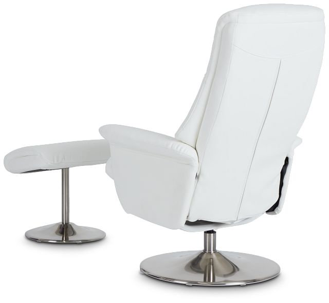 Evans White Micro Recliner & Ottoman