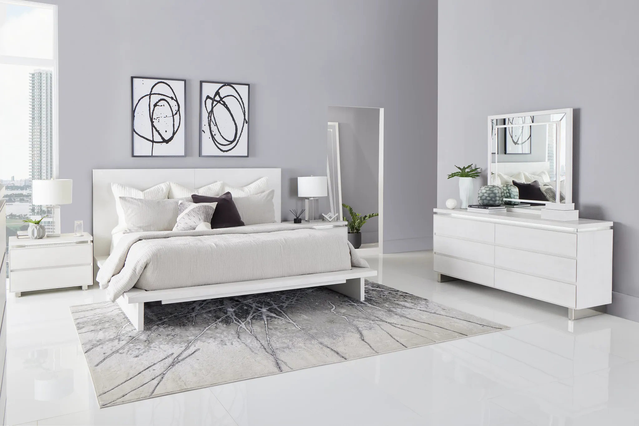 Bal Harbour White Panel Bed