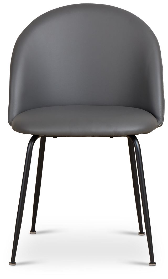 Capri Dark Gray Micro Upholstered Side Chair W/ Black Legs