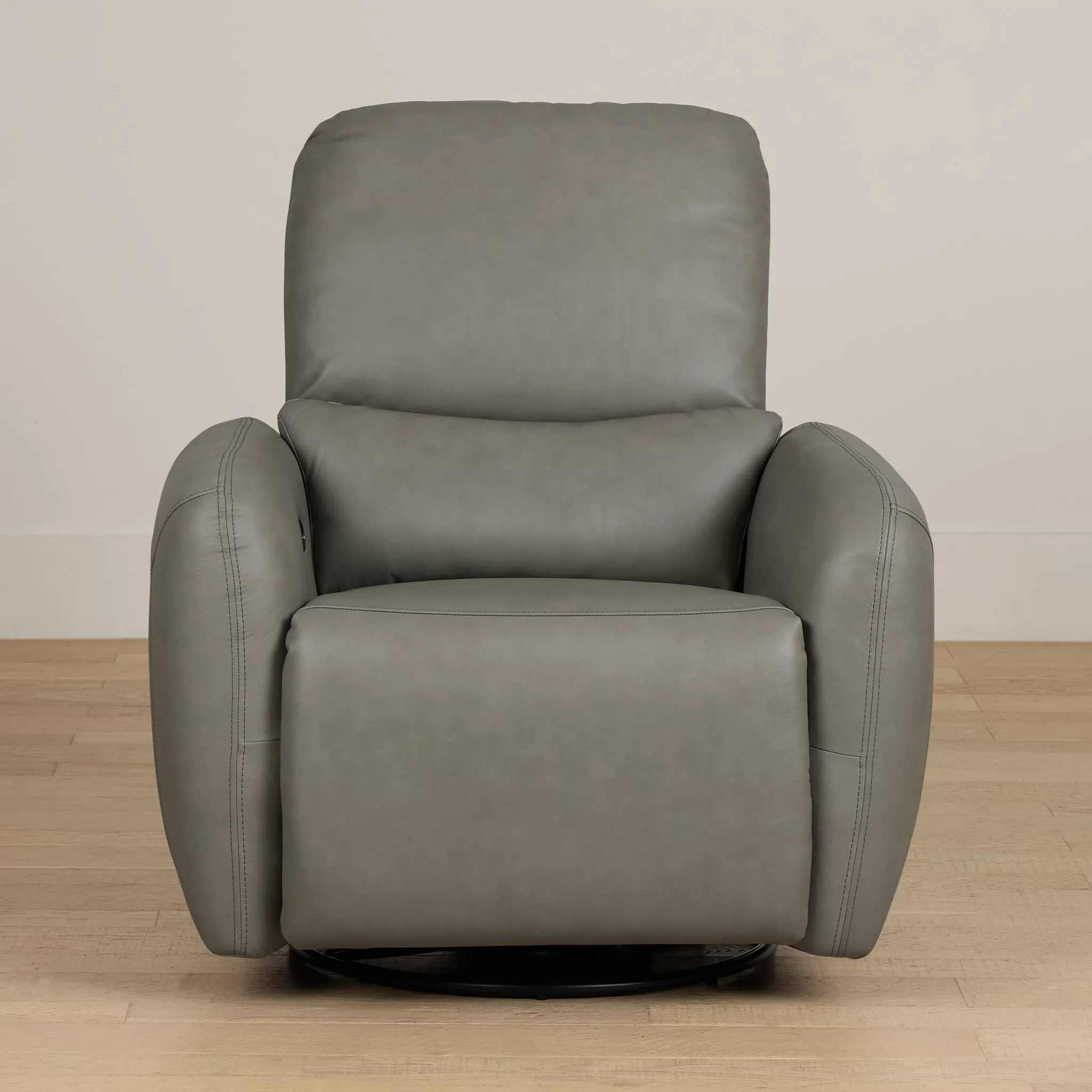 Eve Light Gray Lthr/vinyl Power Swivel Glider Recliner