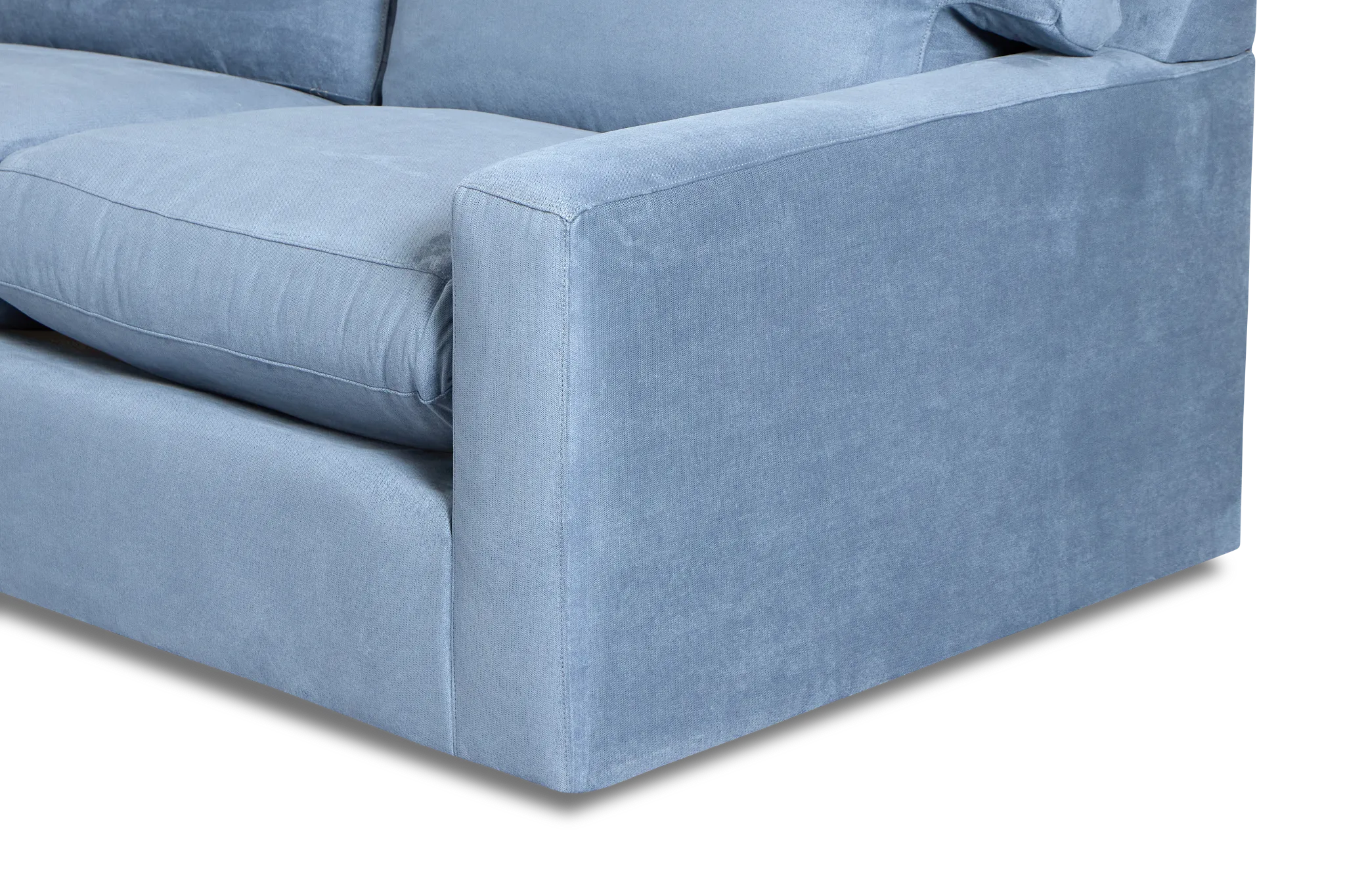 Hudson Blue Fabric Large Left Chaise Wedge Sectional