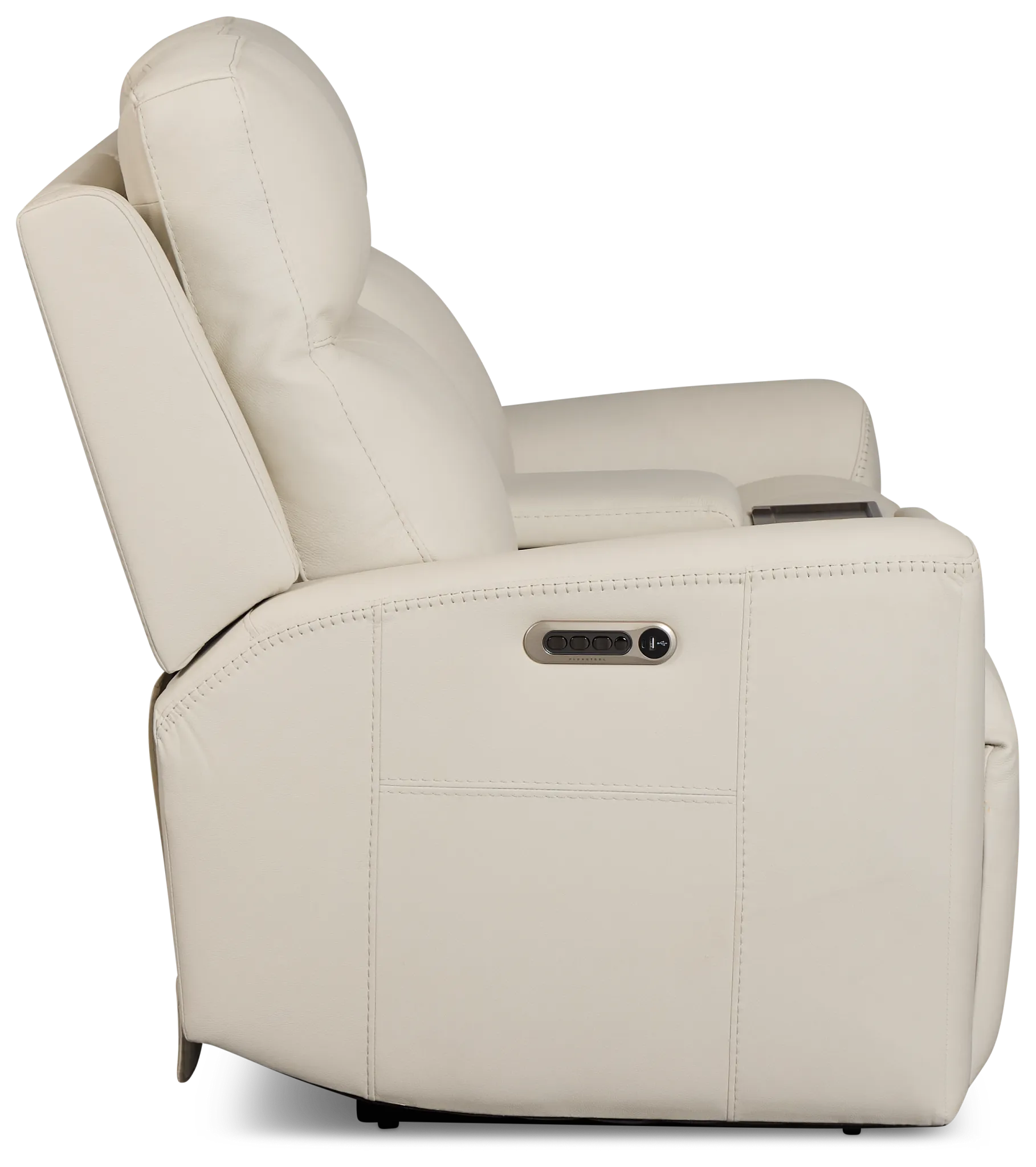Flexsteel Sterling Ivory Lthr/vinyl Power Reclining Loveseat