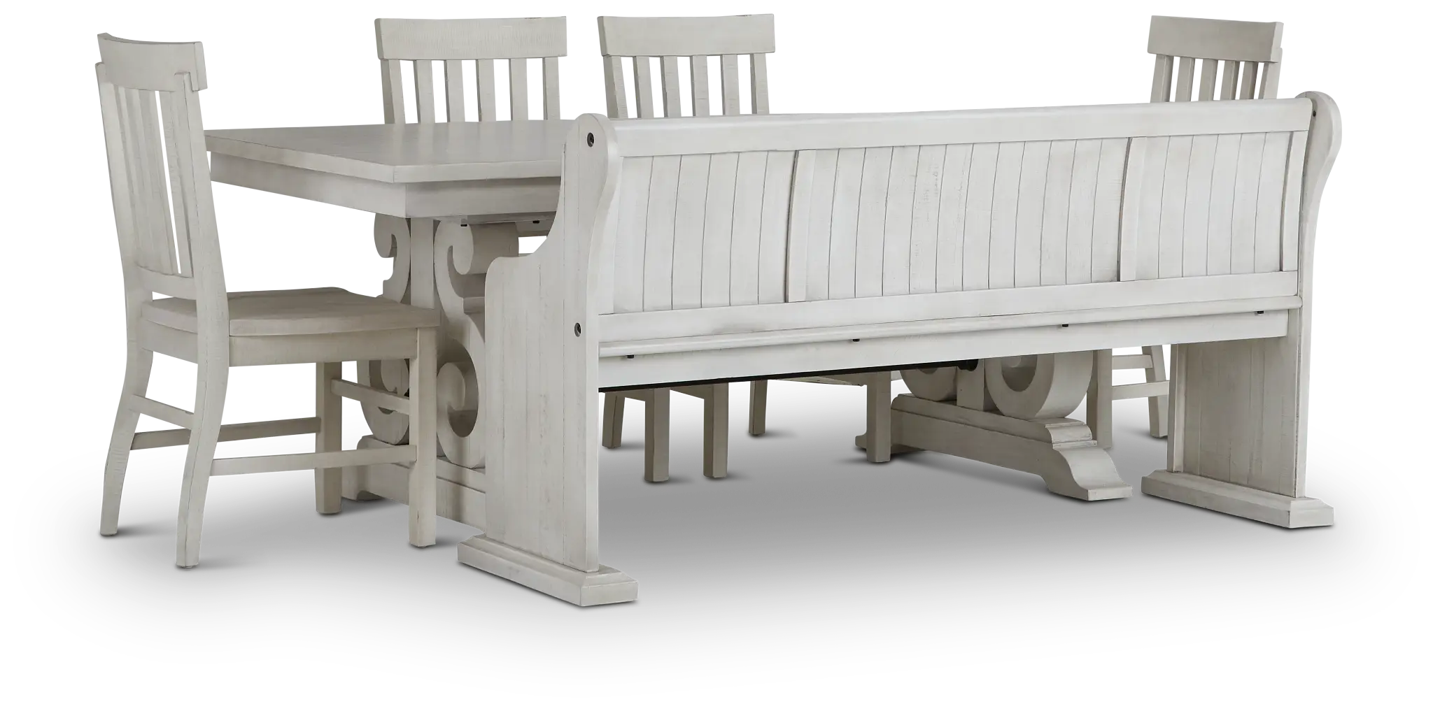 Sonoma Ivory Trestle Table, 4 Chairs & Bench Sonoma Ivory Trestle Table, 4 Chairs & Bench