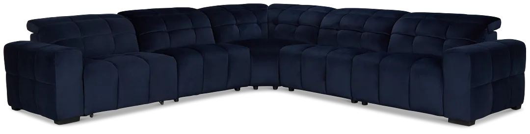 Gemma Navy Velvet Small Right Chaise Power Reclining Sectional