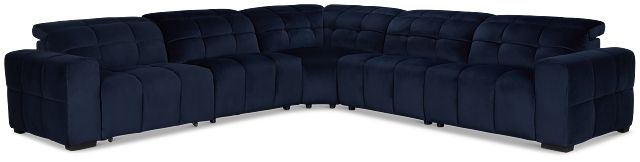 Gemma Navy Velvet Small Right Chaise Power Reclining Sectional