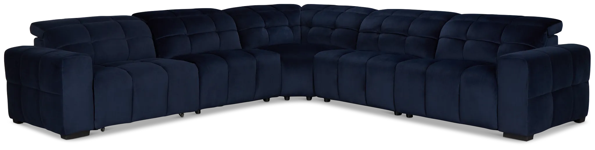 Gemma Navy Velvet Small Right Chaise Power Reclining Sectional