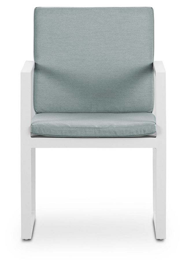 Linear White Teal Aluminum Arm Chair