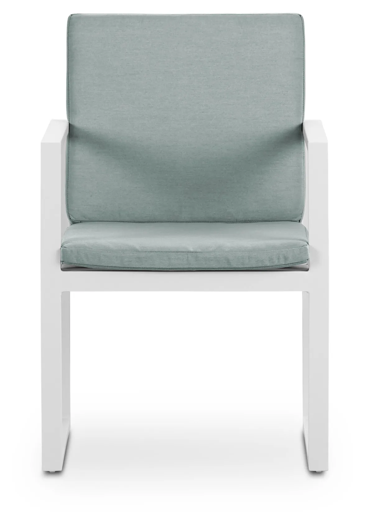 Linear White Teal Aluminum Arm Chair