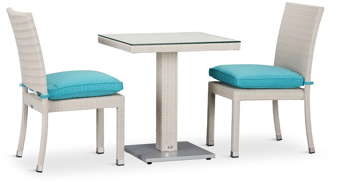 Bahia Dark Teal 27" Square Table & 2 Chairs