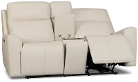 Flexsteel Sterling Ivory Leather/Vinyl Power Reclining Loveseat