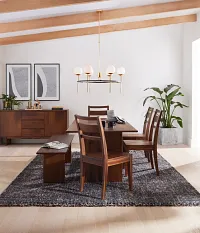 Bowery Dark Tone Rect Table, 4 Chairs & Bench