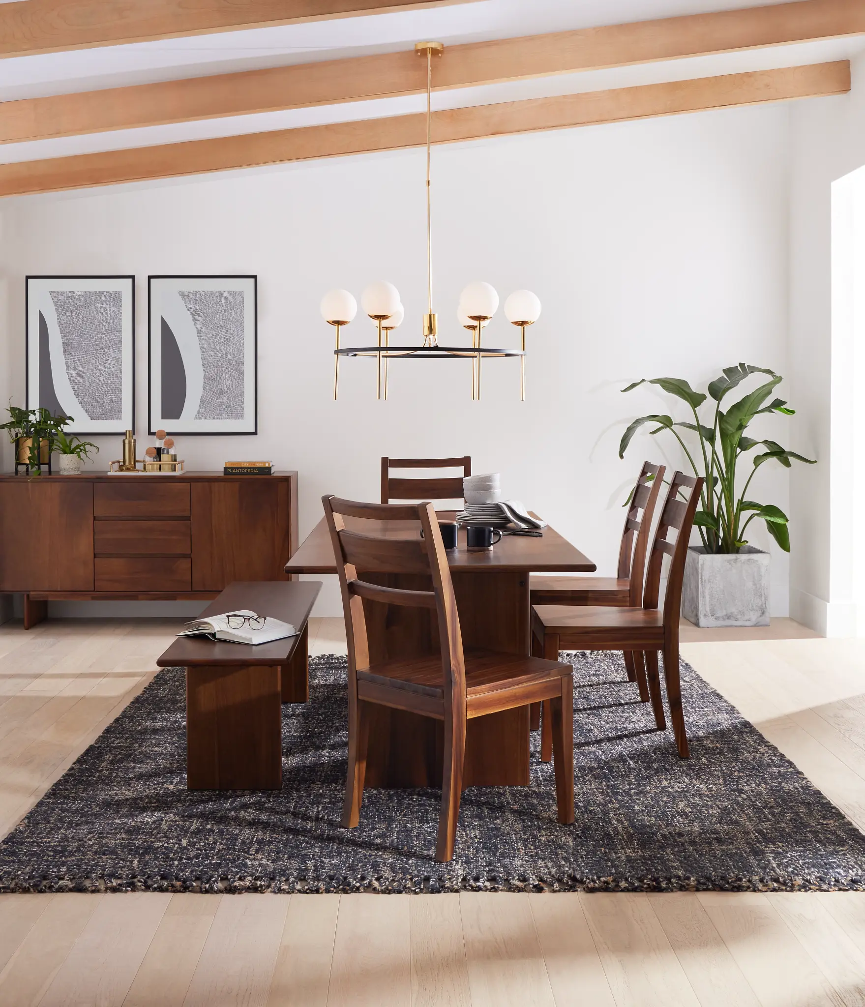 Bowery Dark Tone Rect Table, 4 Chairs & Bench Bowery Dark Tone Rect Table, 4 Chairs & Bench
