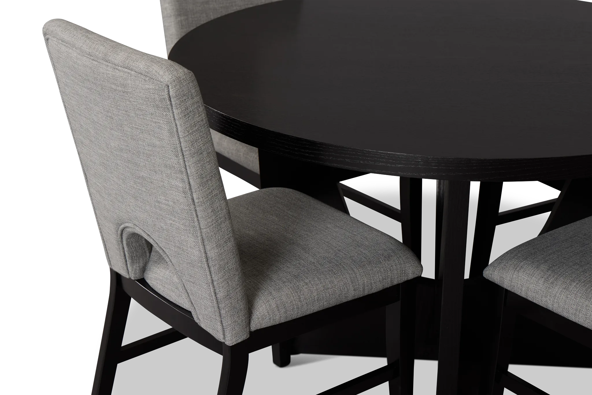 Oxford Black Round Table & 4 Upholstered Chairs