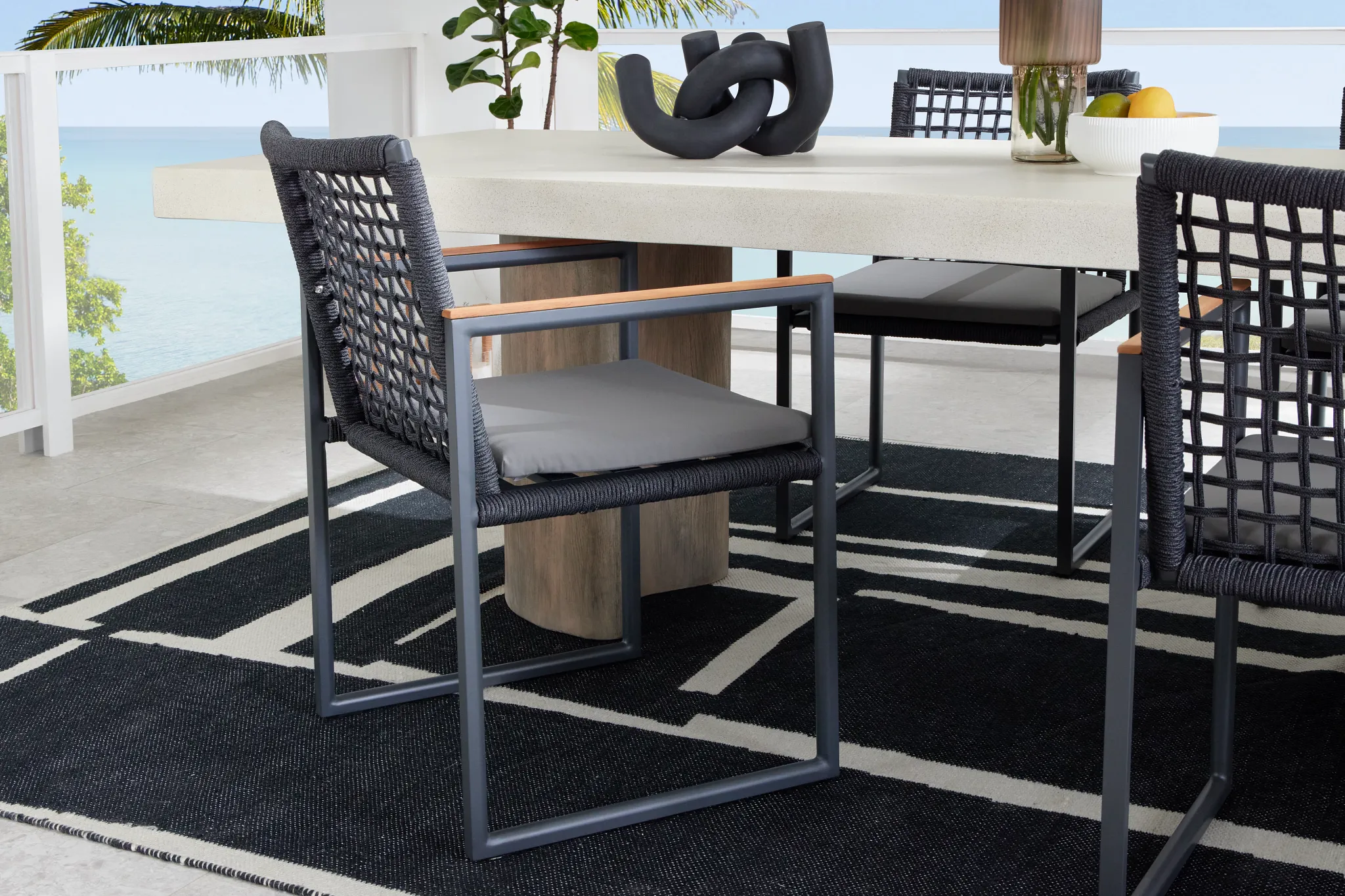 Sunrise Dark Gray Teak Arm Chair