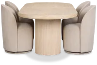 Clayton Light Tone Oval Table & 4 Upholstered Chairs