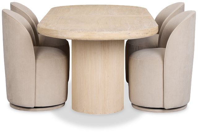 Clayton Light Tone Oval Table & 4 Upholstered Chairs