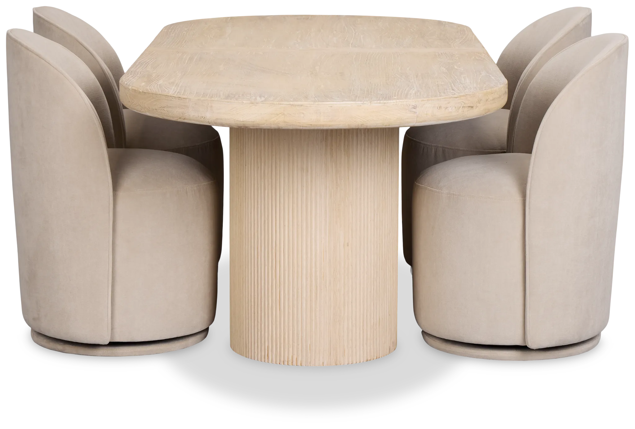 Clayton Light Tone Oval Table & 4 Upholstered Chairs