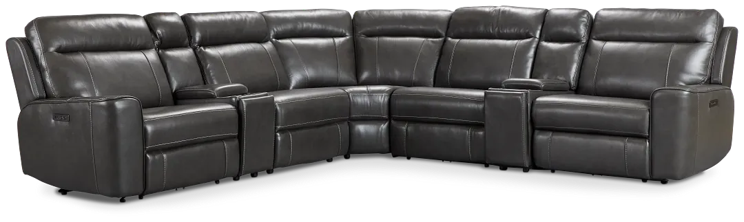 Benji Dark Gray Lthr/vinyl Large Triple Power Reclining Two-arm Sectional