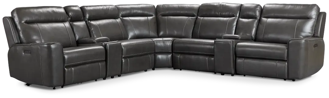 Benji Dark Gray Lthr/vinyl Large Triple Power Reclining Two-arm Sectional Benji Dark Gray Lthr/vinyl Large Triple Power Reclining Two-arm Sectional