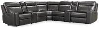 Benji Dark Gray Lthr/vinyl Large Triple Power Reclining Two-arm Sectional