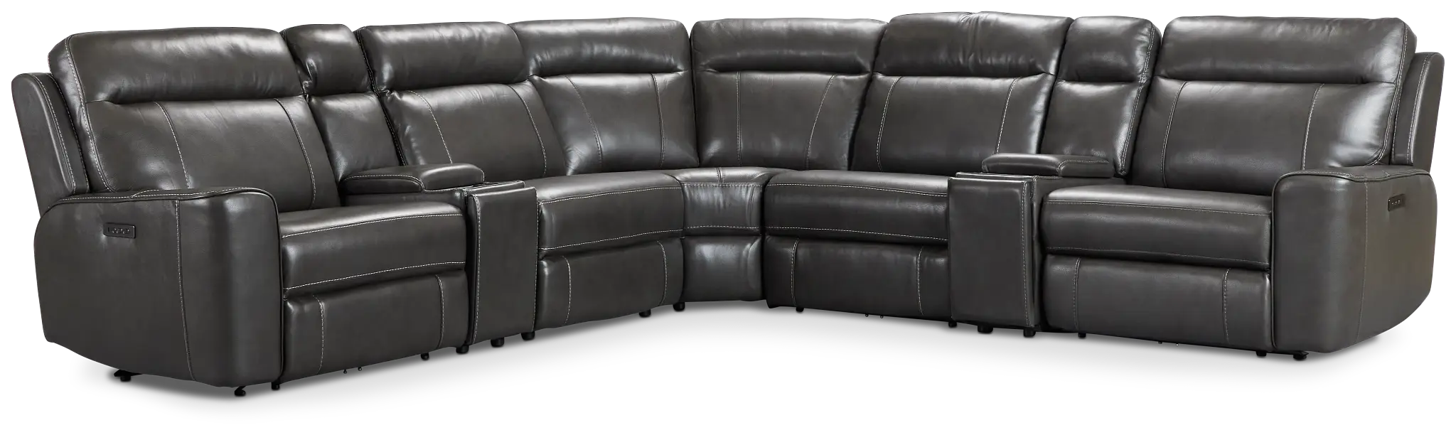 Benji Dark Gray Lthr/vinyl Large Triple Power Reclining Two-arm Sectional Benji Dark Gray Lthr/vinyl Large Triple Power Reclining Two-arm Sectional