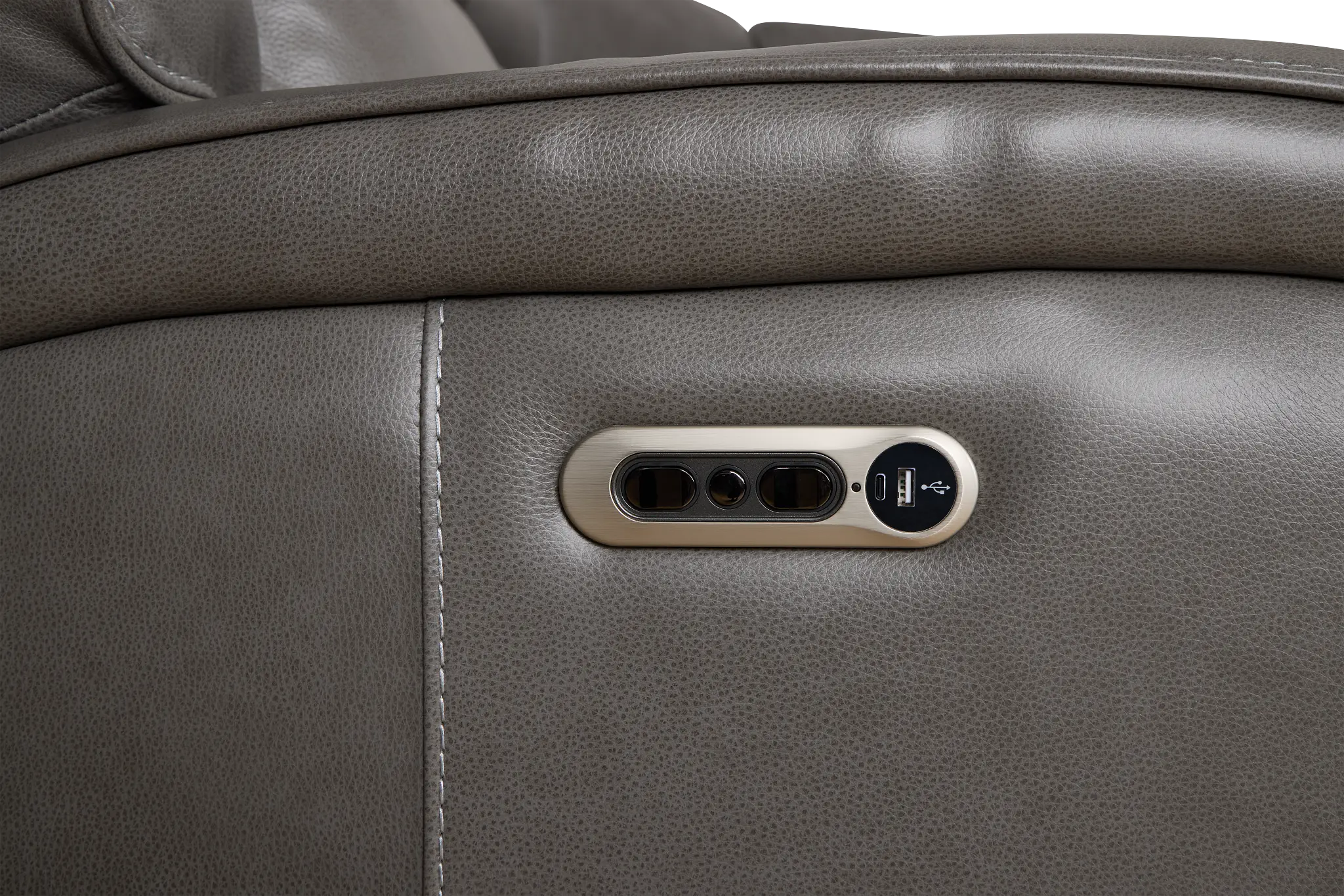 Jasper Gray Leather Large Dual Power Reclining Two-arm Sectional Jasper Gray Leather Large Dual Power Reclining Two-arm Sectional