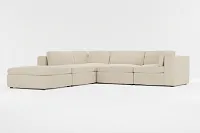 Destin Peyton Beige Fabric 5pc Bumper Sectional