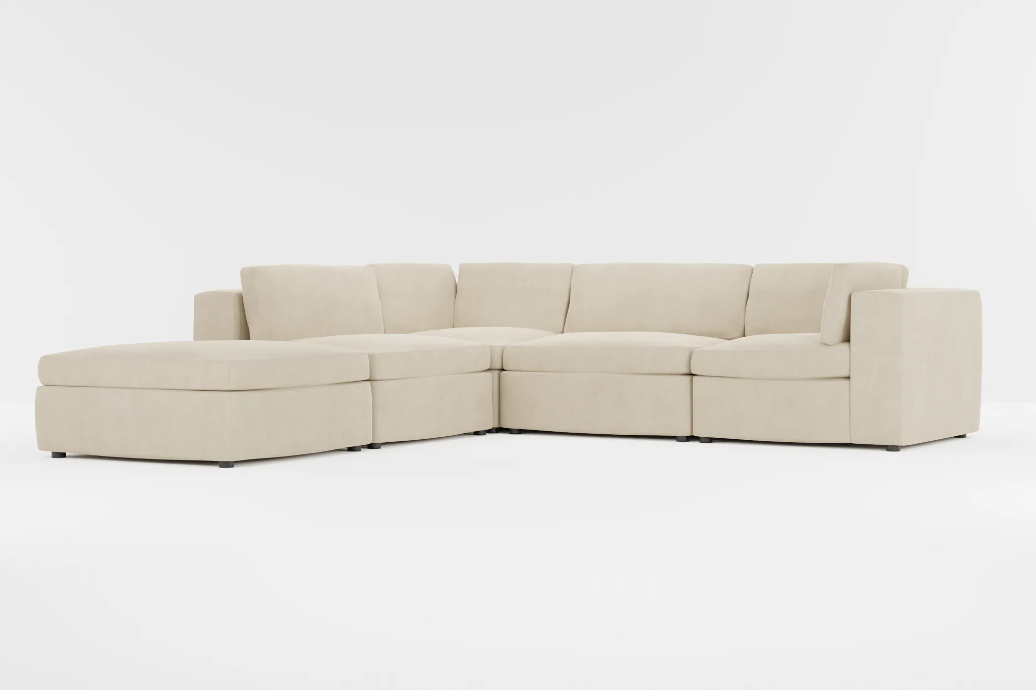 Destin Peyton Beige Fabric 5pc Bumper Sectional
