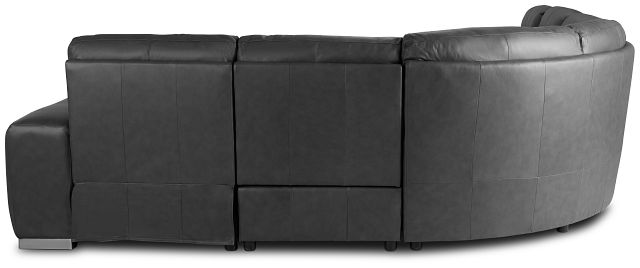 Elba Dark Gray Leather Large Dual Power Right Chaise Sectional