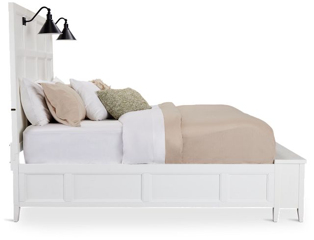 Heron Cove White Panel Bed With Lights And Bench