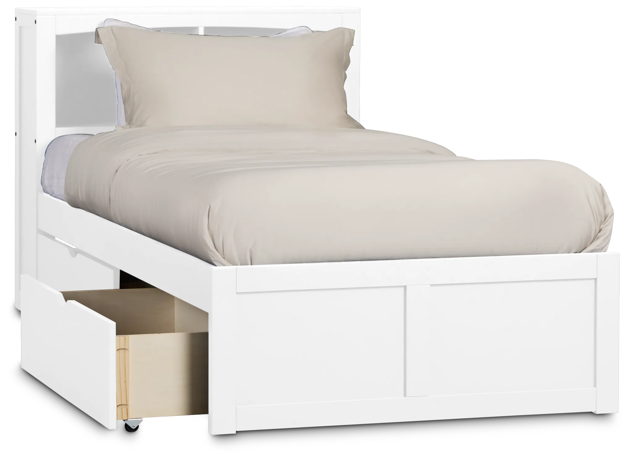 Charleston White Bookcase Bed With 2 Storage Drawers