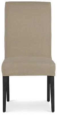 Destination Beige Short Slipcover Chair With Dark-tone Leg