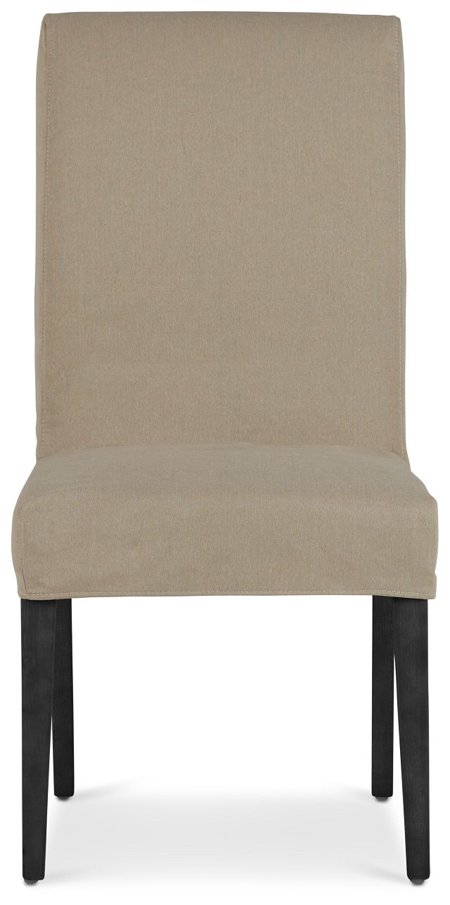 Destination Beige Short Slipcover Chair With Dark-tone Leg